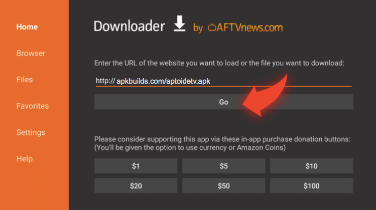 Aptoide TV APK File Download path