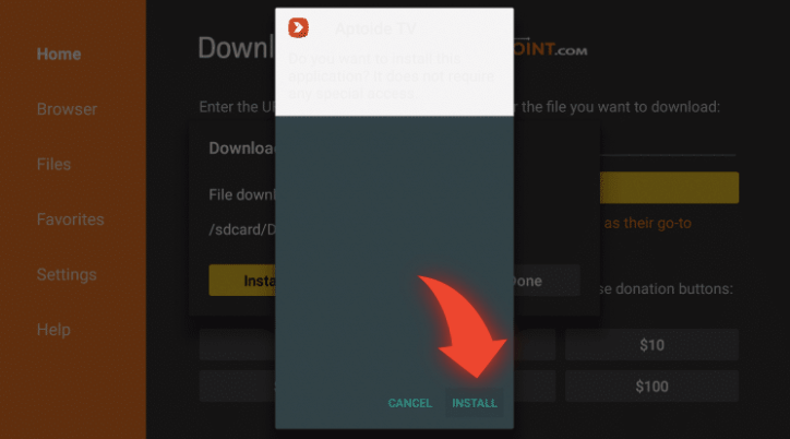 Install Aptoide TV