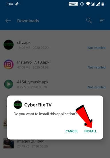 Install Cyberflix android