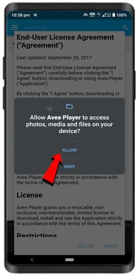 Avee music player app allow the media files