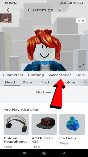 roblox app feature accessories
