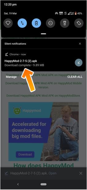 Happymod app notification